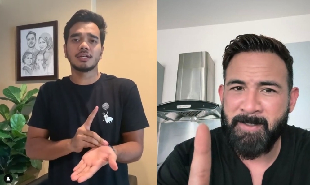 Malaysian celebrities Alif Satar and Sharnaaz Ahmad (right) have weighed in on the controversy surrounding Indonesian men’s grooming brand Kahf. — Pictures via Instagram/alifsatar and Instagram/sharnaazahmad