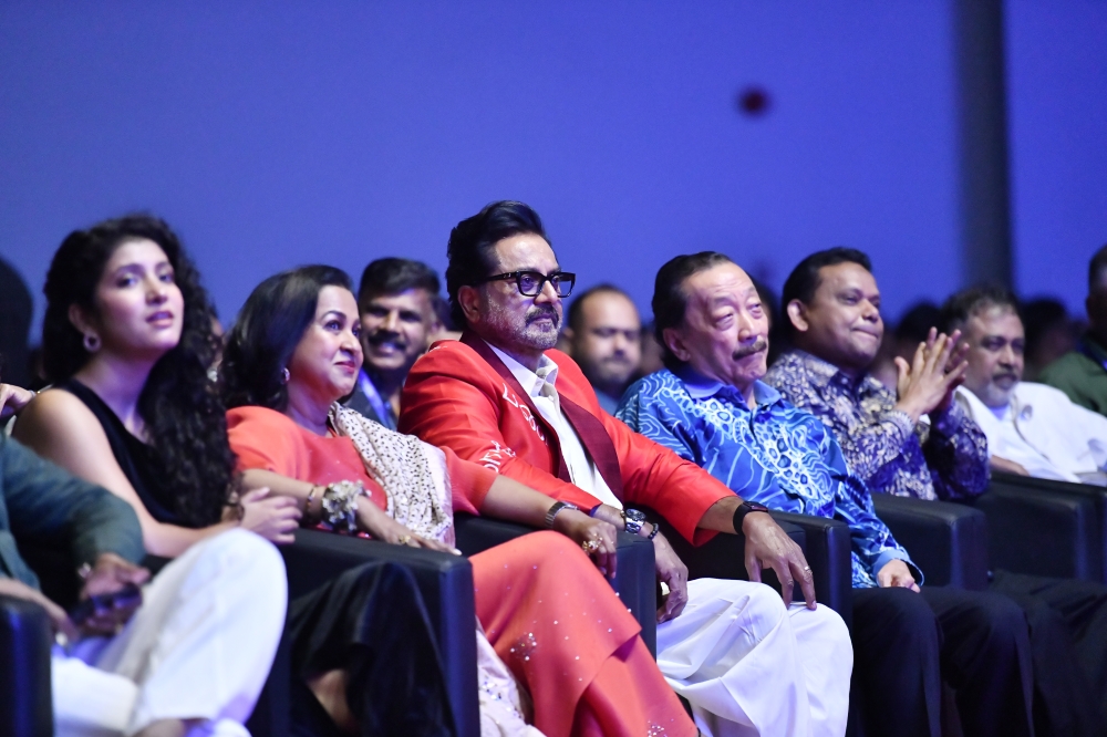 Radaan Mediaworks chairperson and managing director Radikaa Sarathkumar and actor R. Sarathkumar enjoying the performances. — Picture courtesy of My Events International