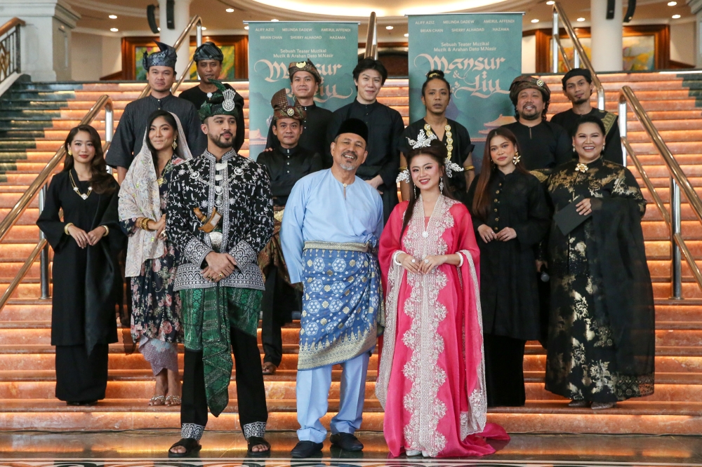 The cast of Datuk M. Nasir’s musical ‘Mansur and Liu’ that was staged at Istana Budaya in September 2026. — Picture by Choo Choy May
