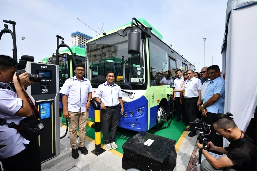 Transport Minister Anthony Loke inspects charging station for the new EV buses at the Rapid Penang Depot October 17, 2026. — Picture by Opalyn Mok