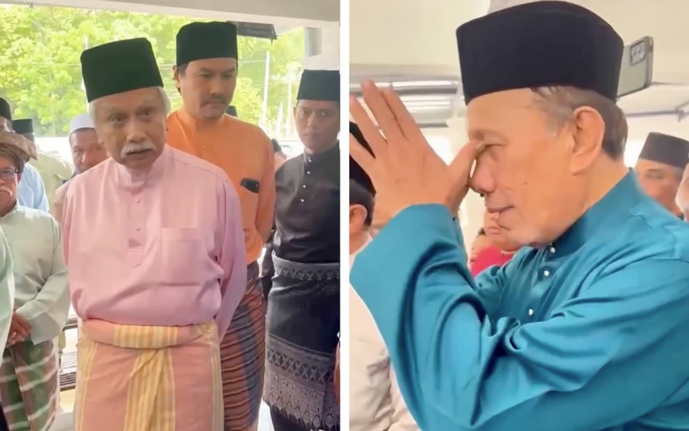 Facebook screenshot shows Negeri Sembilan Yang Dipertuan Besar Tuanku Muhriz Tuanku Munawir (left) openly rebuking Menteri Besar Datuk Ismail Lasim (right), who responds with the traditional angkat sembah gesture. 
