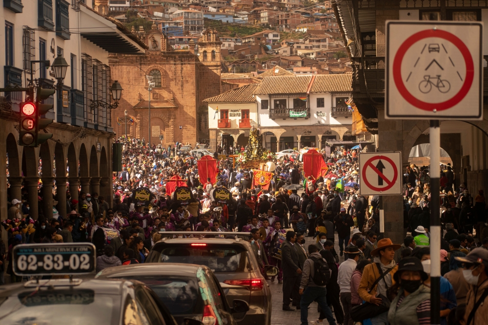 A festive procession takes place in Cusco, Peru, where the dominant language is Spanish. The author says Spanish has become a global bridge connecting communities across continents and generations. — Pexels pic