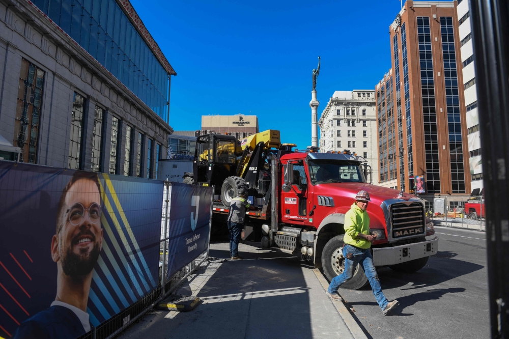 Construction workers at a job site in downtown Allentown, Pennsylvania, on October 6, 2026. Pennsylvania’s 7th congressional district, including Allentown and Bethlehem, could tip control of the House of Representatives to Democrats following the midterm elections on November 3. Democratic candidate Bob Brooks is running against Republican incumbent Ryan Mackenzie. — AFP pic

