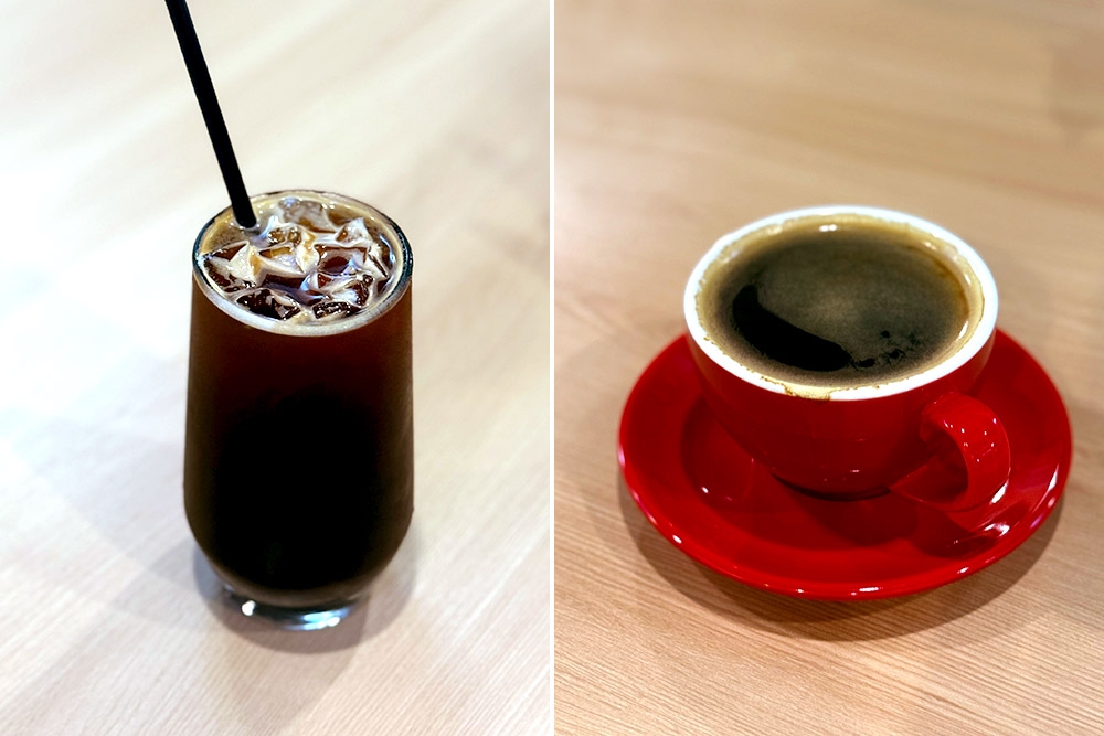 Americano, iced and hot. 