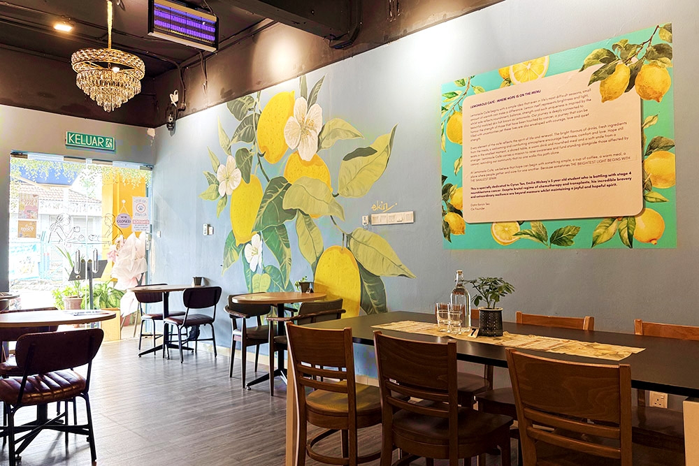 The lemon-centric décor of Taman Desa’s Lemon Sole Café. 
