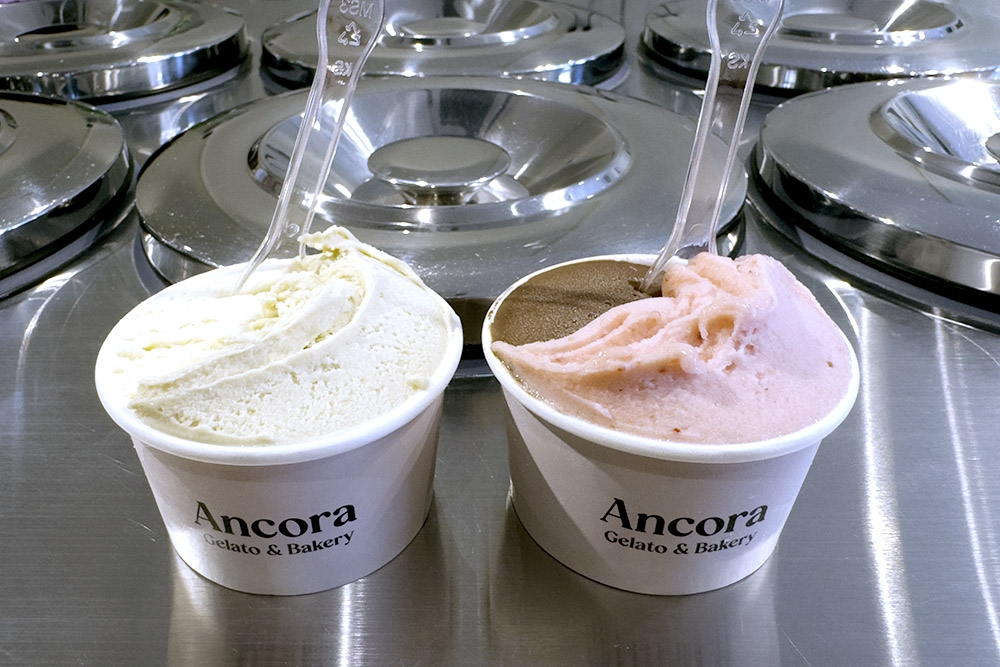 Cups of Ancora’s gelato. 
