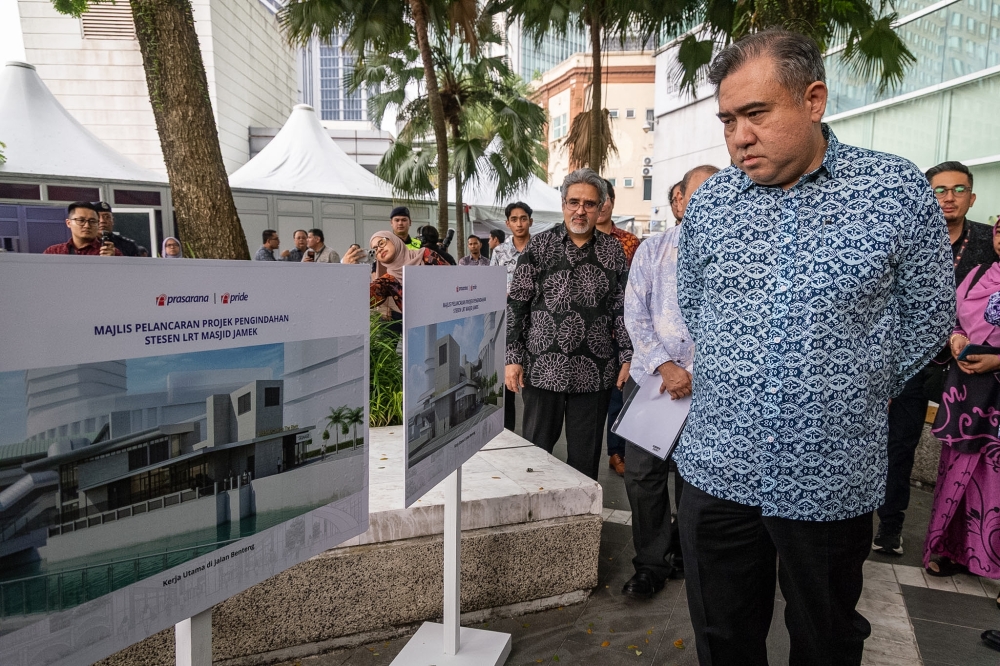 Transport Minister Anthony Loke during the launch of the LRT Masjid Jamek Station Beautification Project in Kuala Lumpur October 22, 2026. — Picture by Firdaus Latif