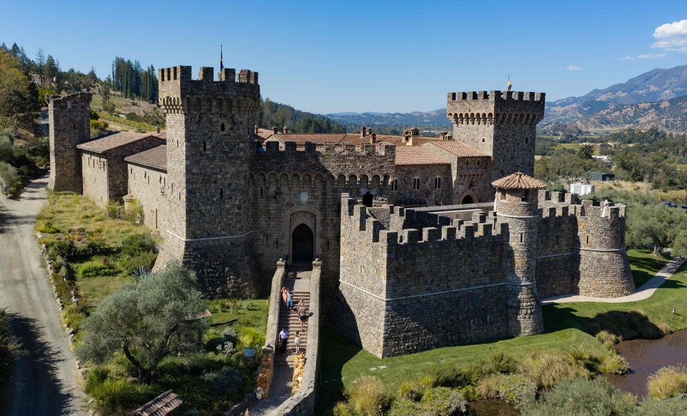 This aerial view shows tourists visiting the Castello di Amorosa winery in Calistoga, in California’s Napa Valley October 5, 2026. — AFP pic 
