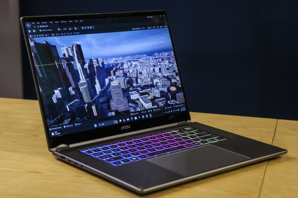 The Prestige N16 Flip AI  also has a dual-biometric security feature, pairing a fingerprint sensor with an IR camera for facial recognition. — Picture by Yusof Isa