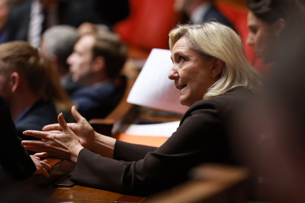 French far-right Rassemblement National MP Marine Le Pen speaks during a session at the National Assembly in Paris on October 20, 2026, ahead of her party’s congress in Orleans this weekend.  — AFP pic