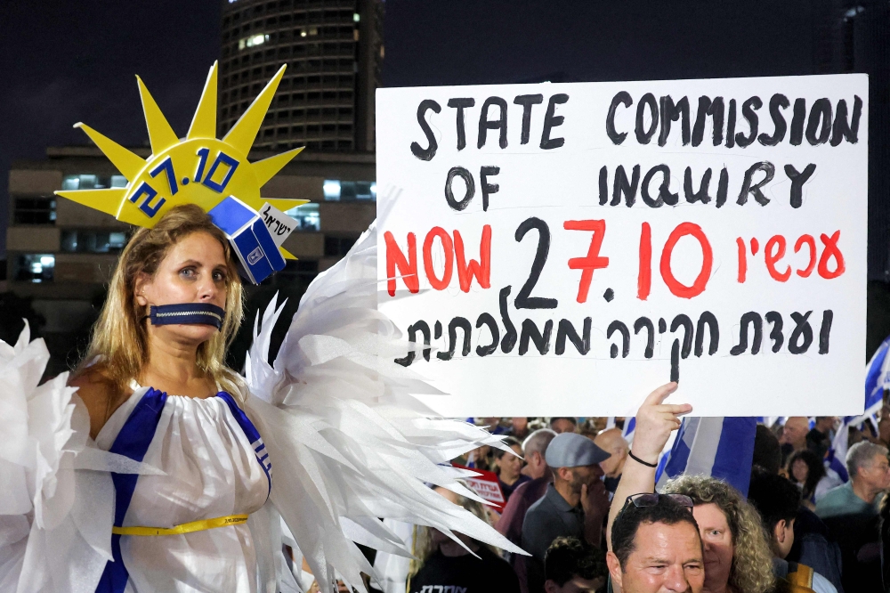 Three days before Israel votes, thousands take to the streets against Netanyahu