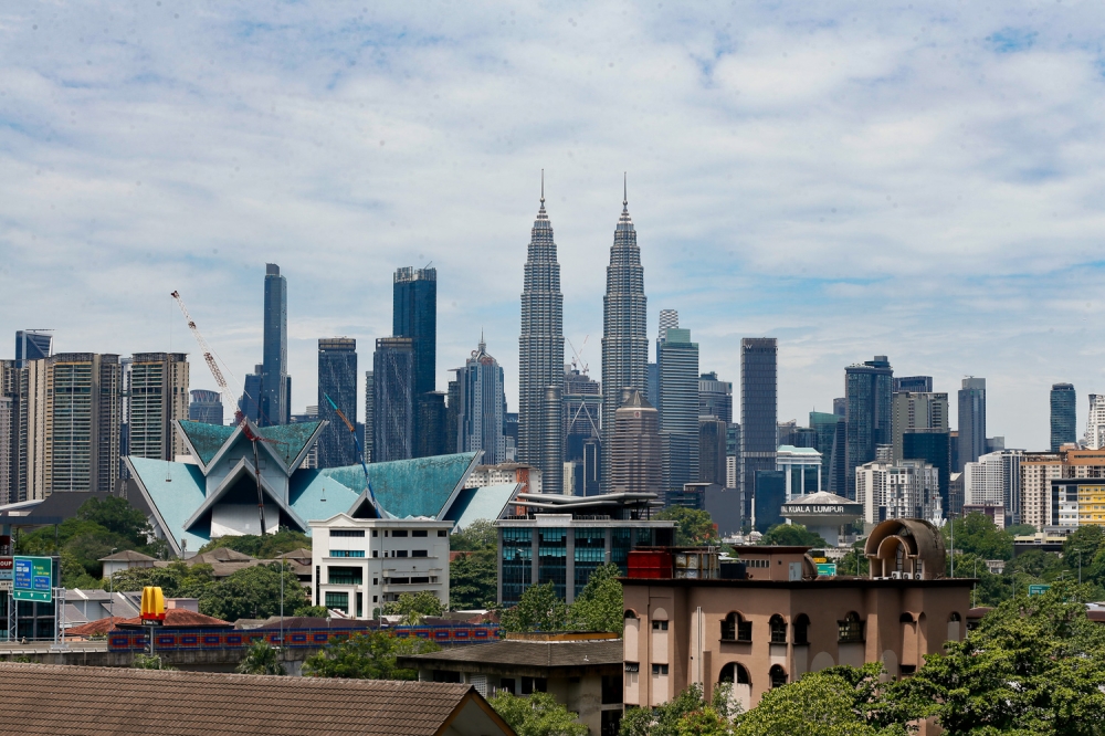 A view of the city skyline shows the Petronas Twin Towers and KL Tower in Kuala Lumpur  on August 5, 2025. — Picture by Raymond Manuel