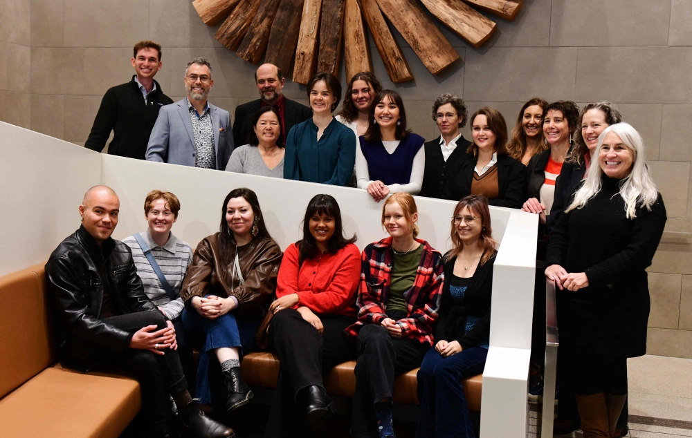 Members of the legal team and some of the 15 plaintiffs of the first youth climate trial in Canada pose at Federal court in Vancouver on the first day in the La Rose v. His Majesty the King trial October 26, 2026. — AFP pic