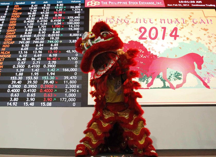 A lion dancer performs inside a trading floor at the Philippine Stocks Exchange (PSE) during Chinese Lunar New Year celebrations in Manila's Makati financial district February 3, 2014. u00e2u20acu201d Reuters pic