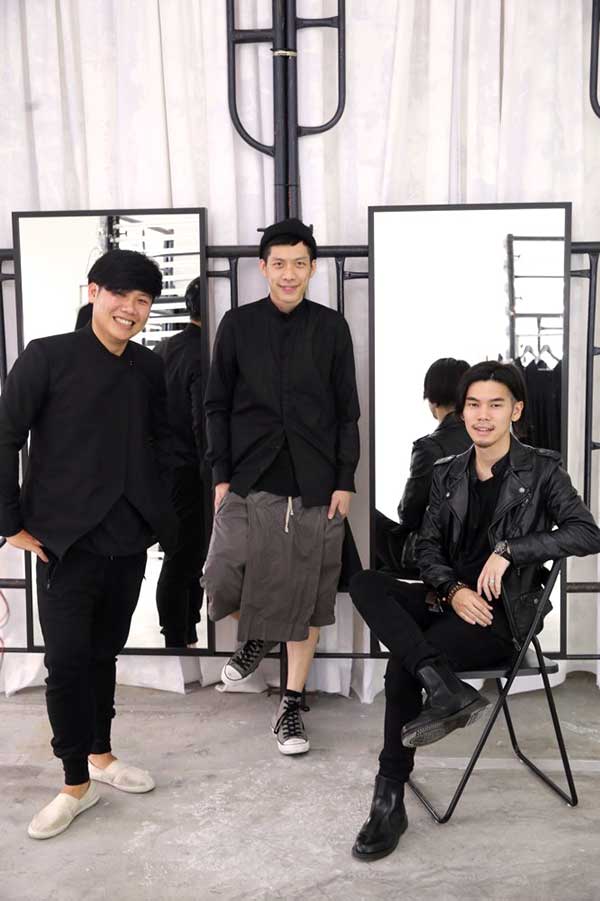 Mah (left) and his partners-in-crime, fashion designers Joe Chia (centre) and Justin Chew (right).