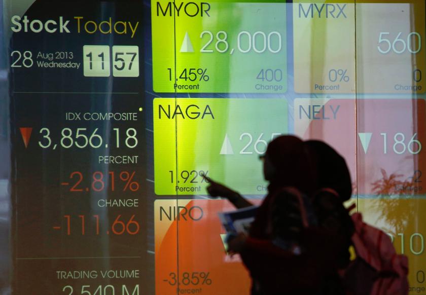 Women walk in front of a screen in the Indonesia Stock Exchange in Jakarta August 28, 2013. u00e2u20acu201d Reuters pic