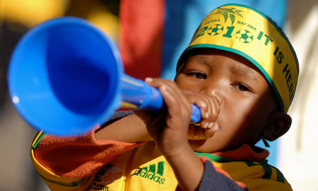 A young South Africa fan blows a vuvuzela during the 2010 World Cup.  u00e2u20acu201d AFP pic