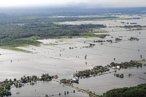 Water world: An aerial view of villages in Rompin submerged in water. u00e2u20acu201d Bernama