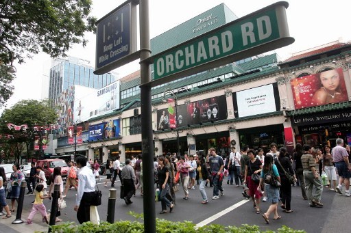 A road sign at the Orchard Road shopping belt. u00e2u20acu201d AFP pic