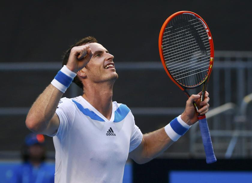 Andy Murray of Britain celebrates defeating Go Soeda of Japan during their men's singles match at the Australian Open 2014 tennis tournament in Melbourne January 14, 2014. u00e2u20acu201d Reuters pic