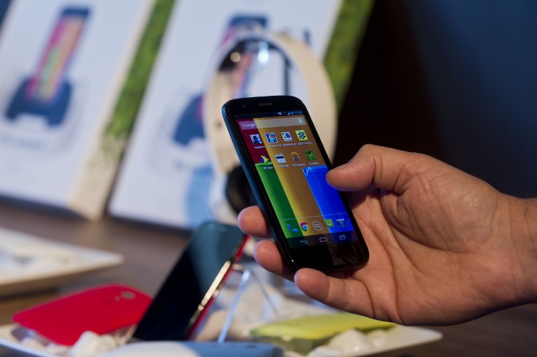 The new low cost smartphone of Motorola, 'Motorola Moto G', is displayed in Sao Paulo, Brazil on November 13, 2013. u00e2u20acu201d AFP pic