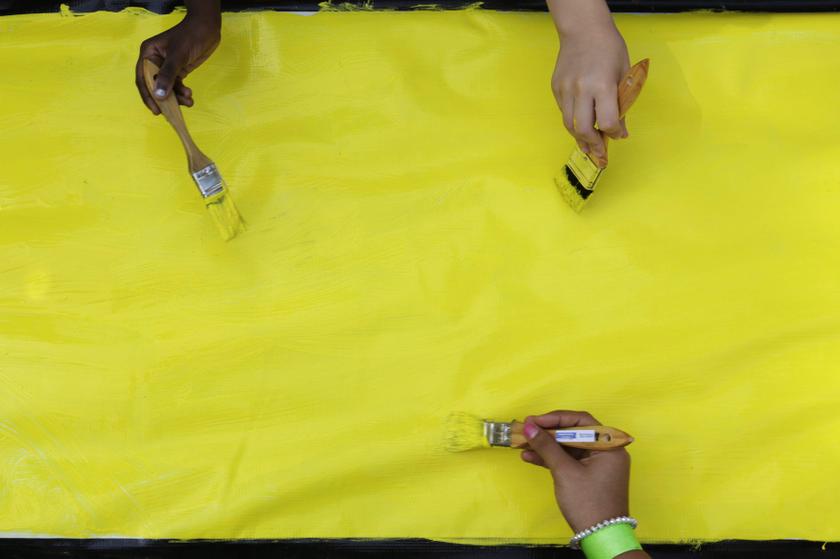 Children paint during a Guinness World Record event as part of celebrations for the 100-year-anniversary of the Panama Canal in Panama City, January 19, 2014. u00e2u20acu2022 Reuters pic