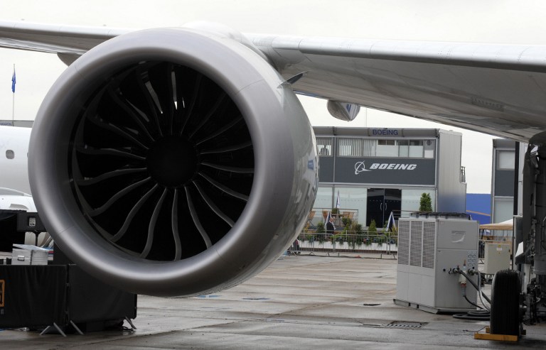 One the engines of a Boeing 787 Dreamliner at Le Bourget airport, near Paris, during the 50th International Paris Air show, June 20, 2013. u00e2u20acu201d AFP pic