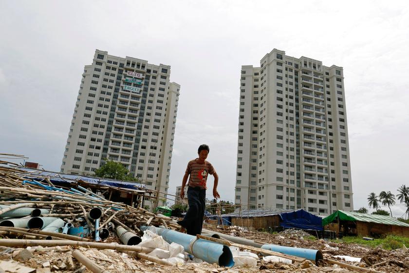A worker is seen at a construction site for Shangri-La Residences in Yangon September 20, 2013. u00e2u20acu201d Reuters pic