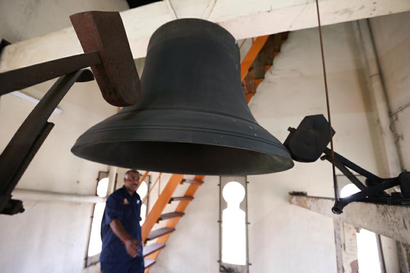 The bell weighs more than one tonne and the hammer weighs 50kg. u00e2u20acu201d Picture by Saw Siow Feng