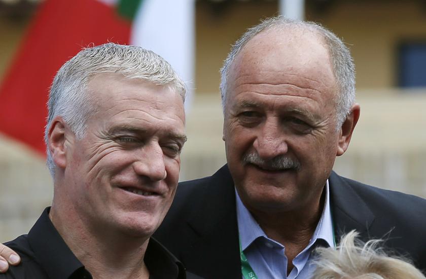 France's coach Didier Deschamps (left) is greeted by Brazil's coach Luiz Felipe Scolari before an official photo at the Team Workshop for the 2014 World Cup in Florianopolis in Santa Catarina state, February 19, 2014. u00e2u20acu201d Reuters pic