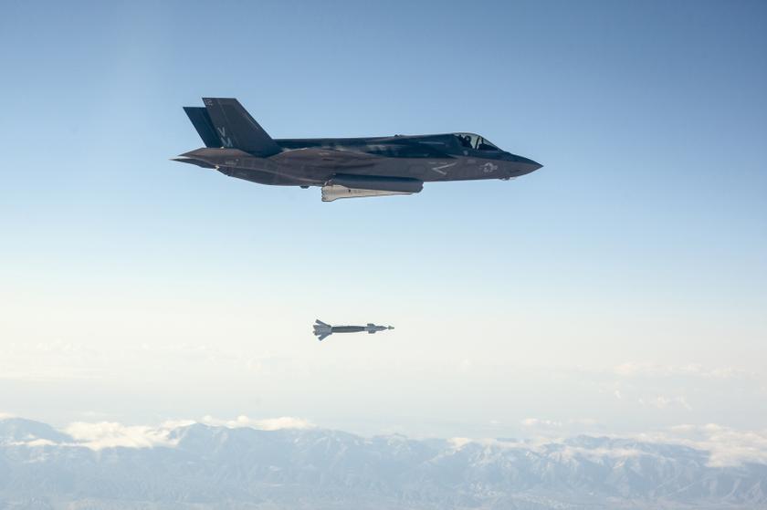 A US Marine Corps F-35B short take-off and vertical landing (STOVL) fighter jet drops a laser-guided bomb during its first guided weapons release test at Edwards Air Force Base, California, October 29, 2013. u00e2u20acu2022 Reuters pic