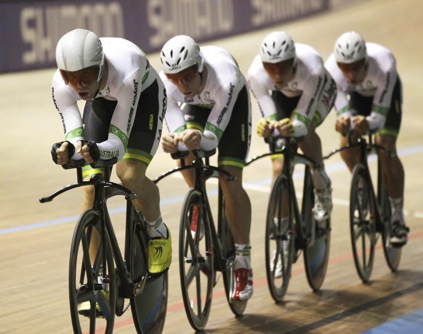 Australiau00e2u20acu2122s cyclists Glenn Ou00e2u20acu2122Shea, Alexander Edmonson, Mitchell Mulhern and Miles Scotson compete to win gold medal in the Menu00e2u20acu2122s Team Pursuit final race at the 2014 UCI Track Cycling World Championships in Cali, February 27, 2014. u00e2u20acu2022 Reuters pic