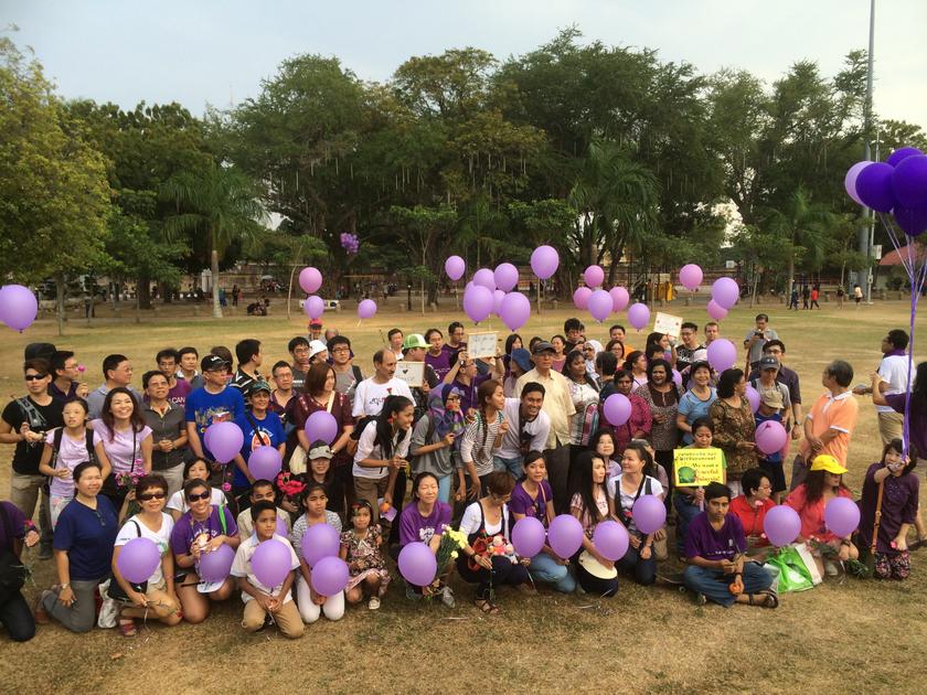 More than 50 Malaysians for Malaysia took 'a walk in the park' to hand out purple balloons, flowers and flower bouquets to the heads of four different places of worship in the heritage zone.nu00e2u20acu201d Picture by Opalyn Mok