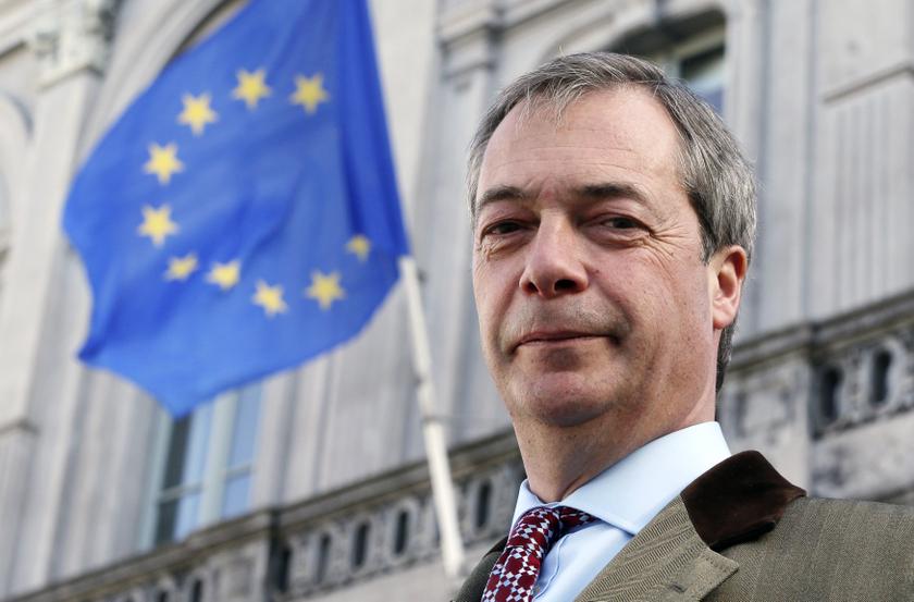 Britainu00e2u20acu2122s UK Independence Party (UKIP) leader and member of the European Parliament (MEP) Nigel Farage poses in front of a EU flag in Brussels February 12, 2014. u00e2u20acu201d Reuters pic