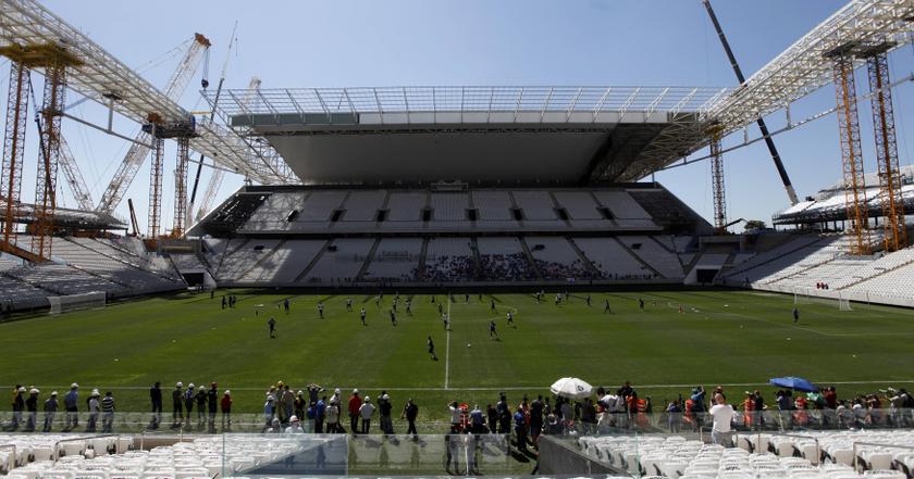 Corinthians football players attend a training session at Arena de Sao Paulo Stadium, one of the venues for the 2014 World Cup, in the Sao Paulo district of Itaquera March 15, 2014.  u00e2u20acu201d Reuters pic