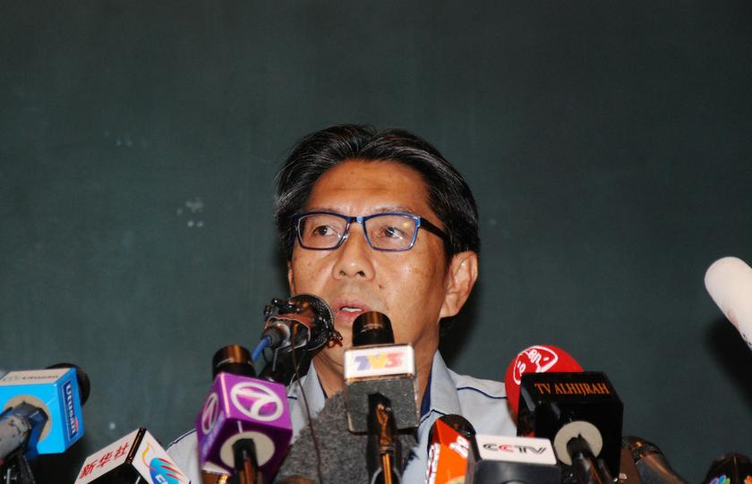 Department of Civil Aviation Director-General Datuk Azharuddin Abdul Rahman speaks at a news conference at a hotel near the Kuala Lumpur International Airport in Sepang March 9, 2014. u00e2u20acu201d Picture by Mohd Yusof Mat Isa