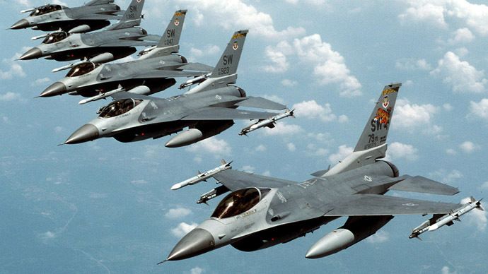 Five US Air Force F-16 fighter jets Reuters file for US-Polish war games start - Ukraine tensions