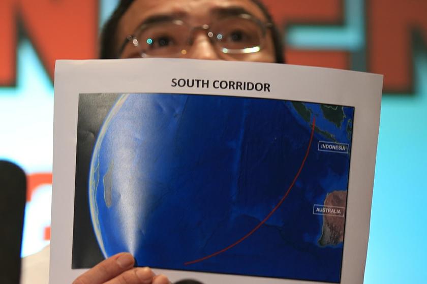 Defence and Acting Transport Minister Datuk Seri Hishammuddin Hussein holding a map showing the southern corridor at the daily MH370 press conference at the Sama Sama Hotel in KLIA, on March 17, 2014. u00e2u20acu201d Picture by Saw Siow Feng