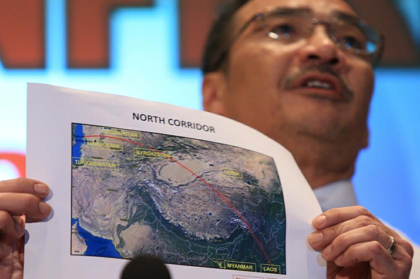 Defence and Acting Transport Minister Datuk Seri Hishammuddin Hussein holding a map showing the northern corridor at the daily MH370 press conference at the Sama Sama Hotel in KLIA, on March 17, 2014. u00e2u20acu201d Picture by Saw Siow Feng