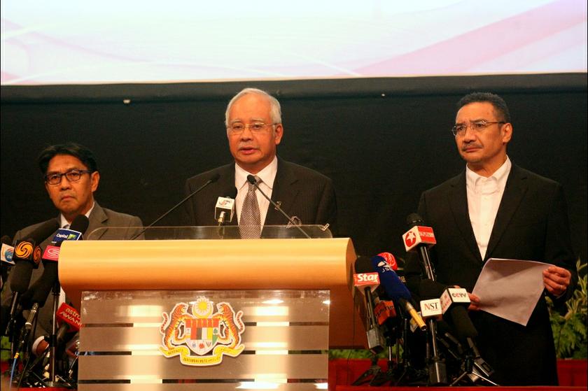 Prime minister Datuk Seri Najib Razak holds a surprise press conference on flight MH370 at PWTC, on March 24, 2014. u00e2u20acu201d Picture by Saw Siow Feng