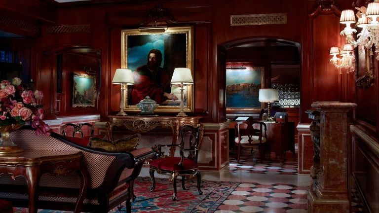 The reception and lobby of the Gritti Palace in Venice. 