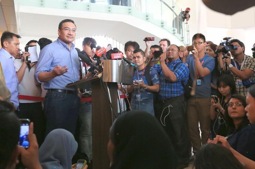 Acting Transport Minister Datuk Seri Hishammuddin Hussein speaks to reporters at Everly Hotel, Putrajaya, March 29, 2014. u00e2u20acu2022 Picture by Saw Siow Feng
