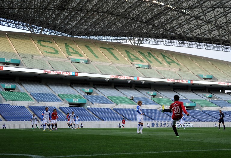Urawa played their home game in front of an empty stadium in an unprecedented punishment after fans recently hoisted a racist 'Japanese Only' banner. u00e2u20acu201d AFP pic