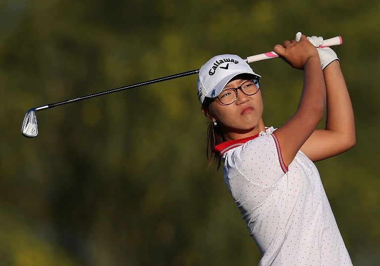 Lydia Ko of New Zealand hits a tee shot on the 17th hole during the third round of the JTBC LPGA Founders Cup at Wildfire Golf Club on March 22, 2014 in Phoenix, Arizona. u00e2u20acu201d AFP pic