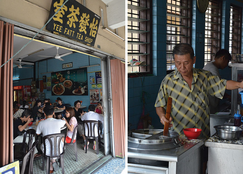 Yee Fatt Tea Shop (left). The master at work (right)