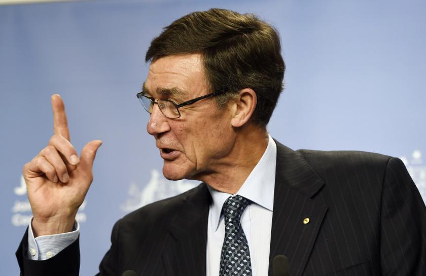 Angus Houston, a retired air chief marshal and head of the Australian agency coordinating the search for the missing Malaysia Airlines flight MH370, gestures as he addresses the media at Dumas House in Perth April 9, 2014. u00e2u20acu201d Reuters pic