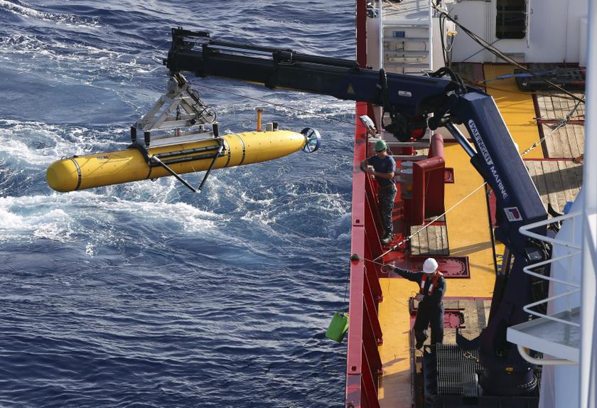 The Bluefin-21 Autonomous Underwater Vehicle is craned over the side of the Australian Defence Vessel Ocean Shield in the southern Indian Ocean during the continuing search for the missing Flight MH370, April 17, 2014. u00e2u20acu201d Reuters pic