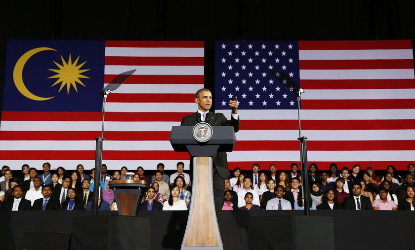 US President Barack Obama pauses after being introduced at the Young Southeast Asian Leaders Initiative Town Hall at University of Malaya in Kuala Lumpur April 27, 2014. u00e2u20acu201d Reuters pic
