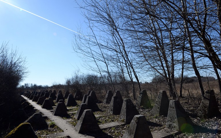An antitank barrier is pictured at the Festungsfront Oder-Warthe-Bogen (Fortified Front Oder-Warthe-Bogen) or Ostwall (East Wall) fortification, the former Nazi German defence line near the city of Miedzyrzecz in western Poland, on March 13, 2014. u00e2u20acu201d AFP