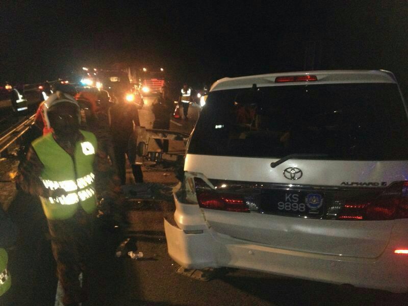 Photo shows the vehicle in which DAP veteran lawmaker Karpal Singh was travelling when he was killed during an early morning accident along the North-South Highway near Gopeng, Perak, April 17, 2014.